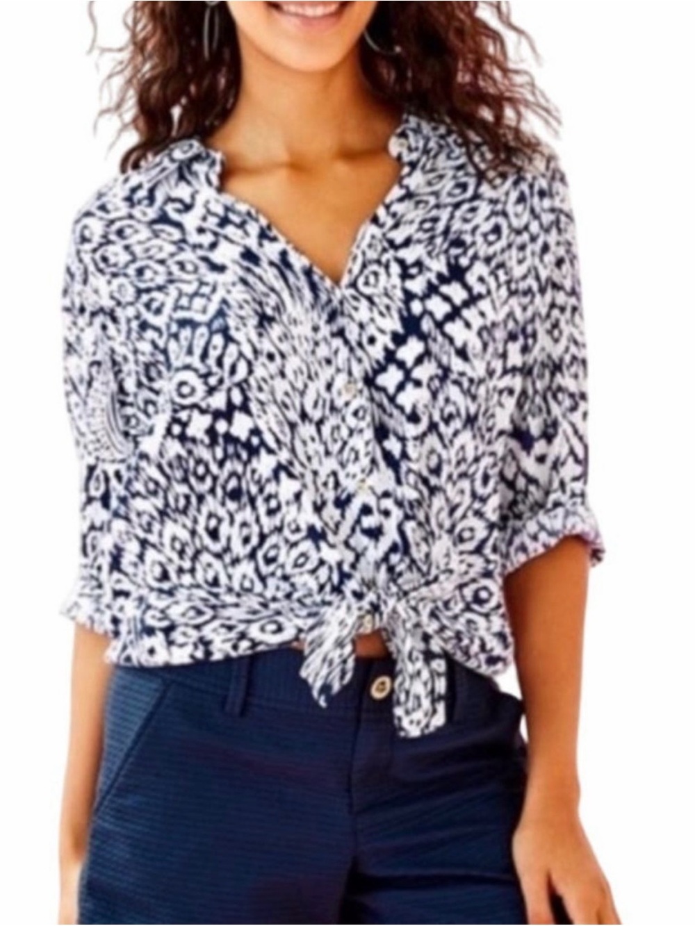 Lilly P Sea View Linen button down blouse 🌊🍍